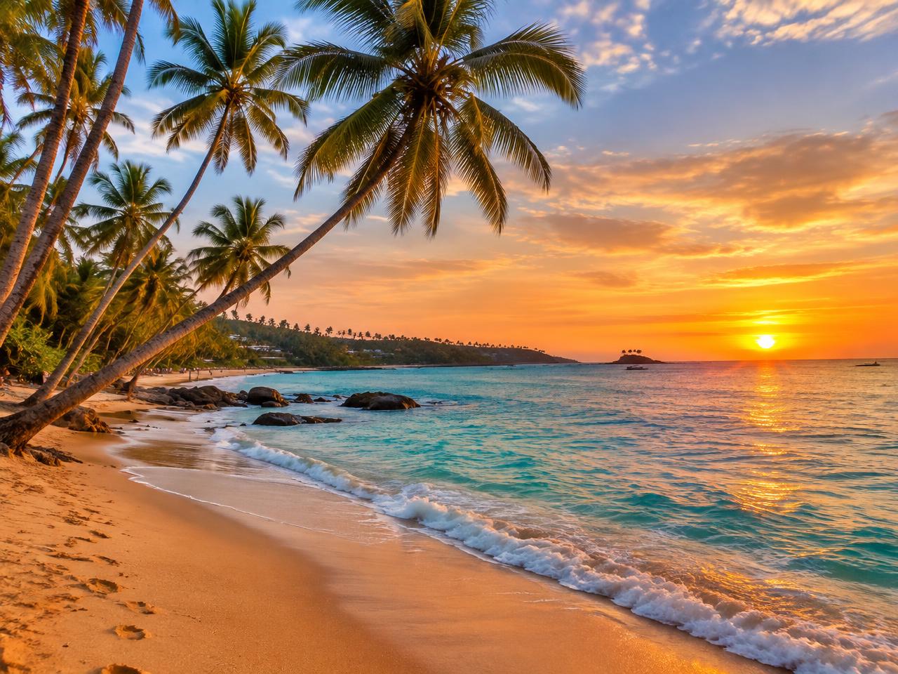Golden tropical beach in Mirissa, Sri Lanka