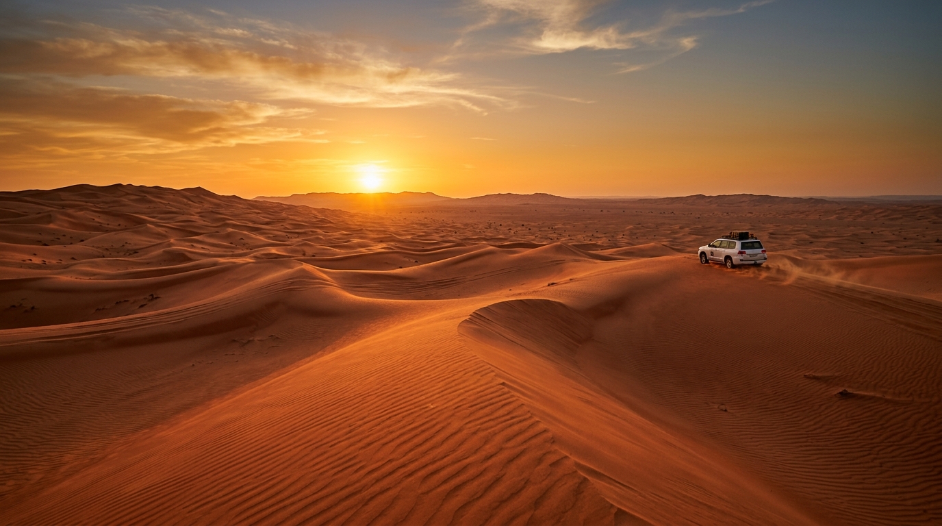 Dubai Desert Safari Experience - Red Sand Dunes at Sunset